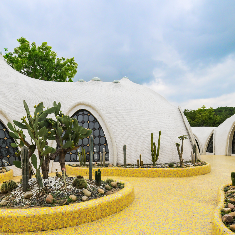 custom architectural facade mosaic for The Cloud Art Palace project in Kunming China