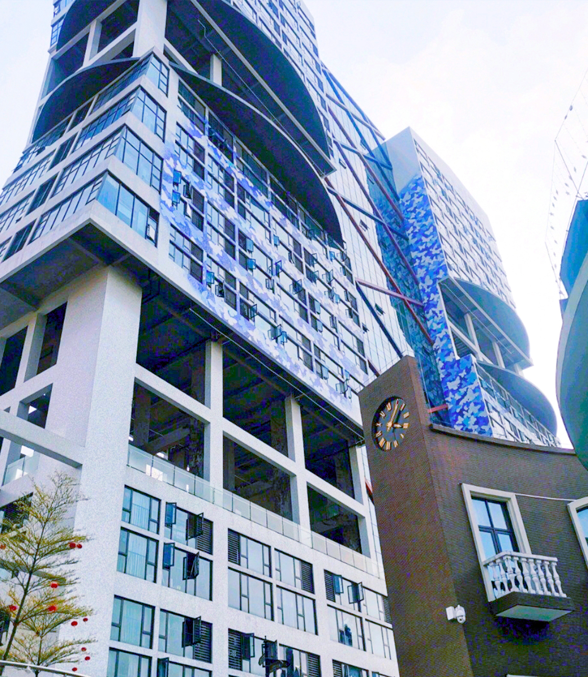 commercial building exterior mosaic facade system