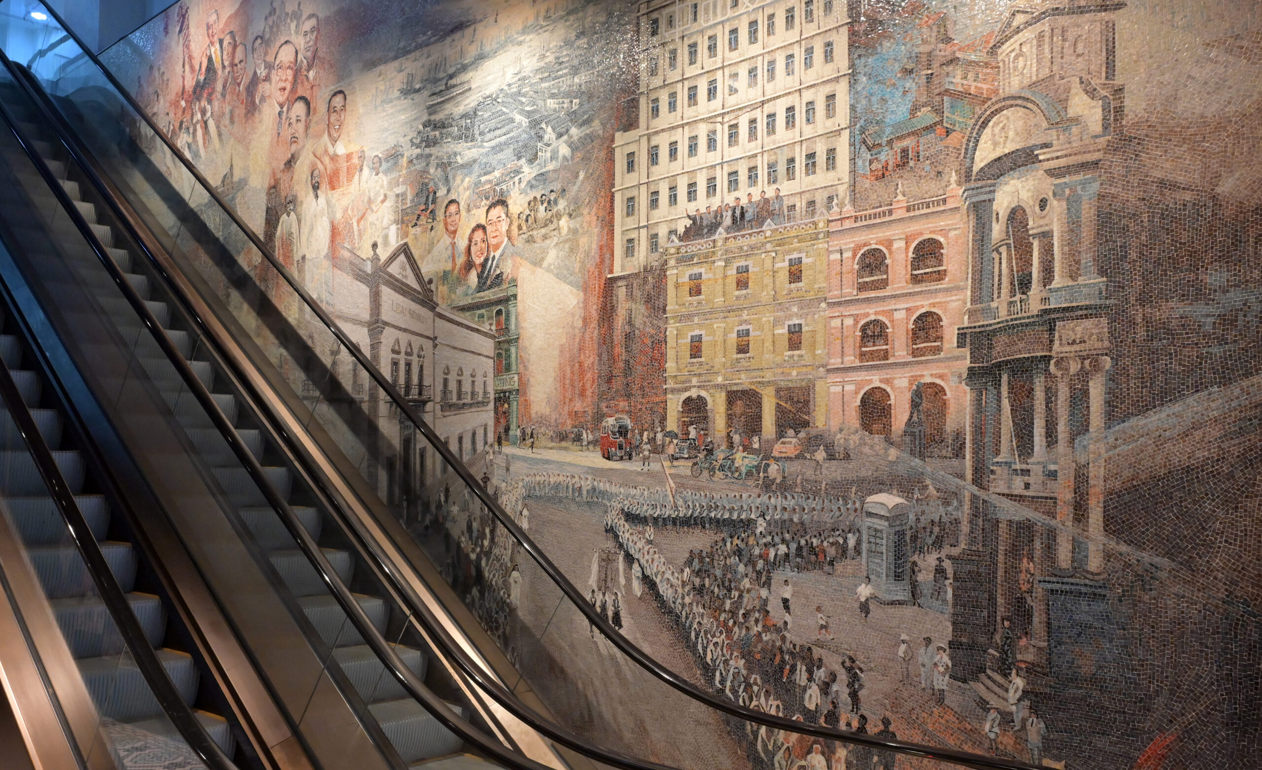 large-scale mosaic mural wall for commercial interior
