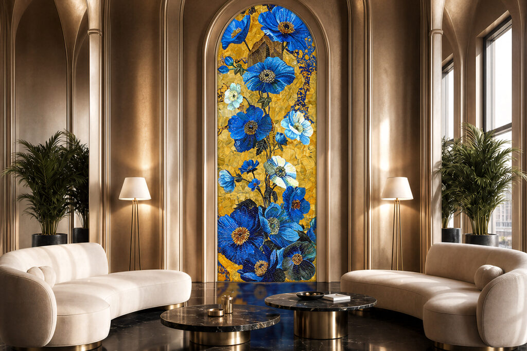 luxury residential mosaic feature wall for villa interior