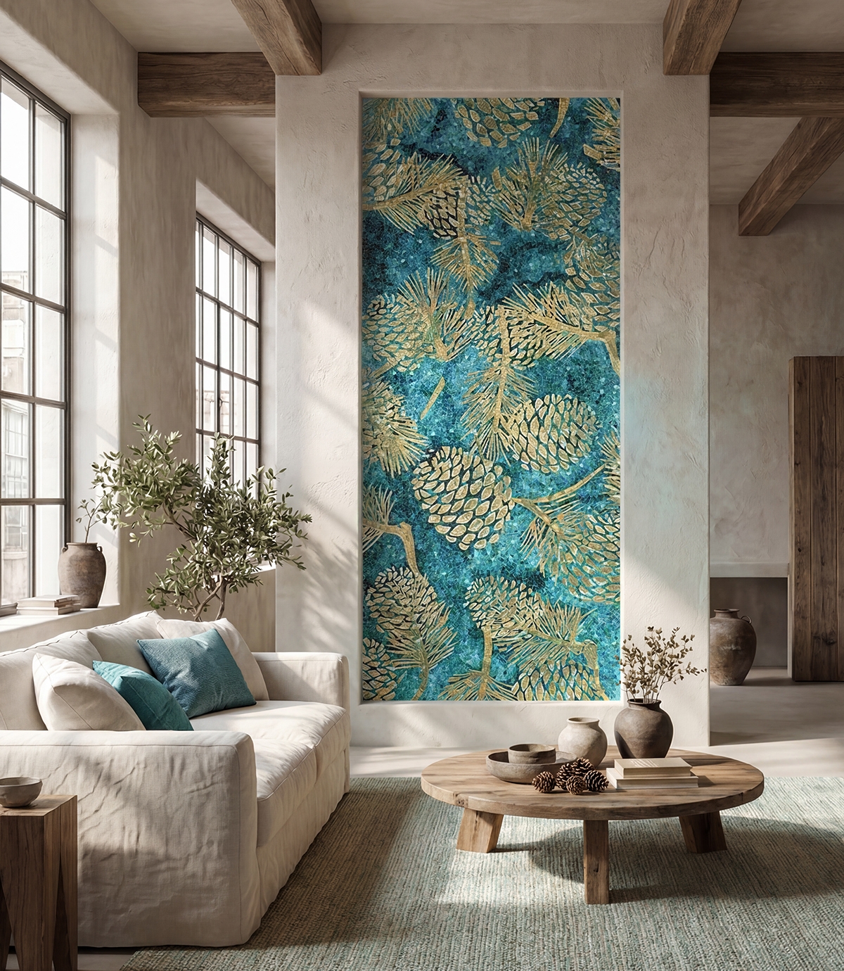 decorative fireplace mosaic wall for luxury lounge area