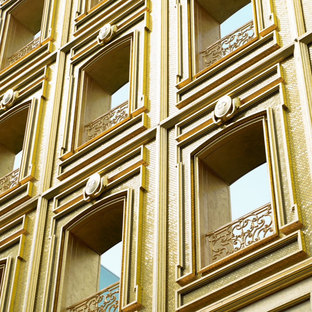 Detailed images of the Dior Gold House mosaic surface
