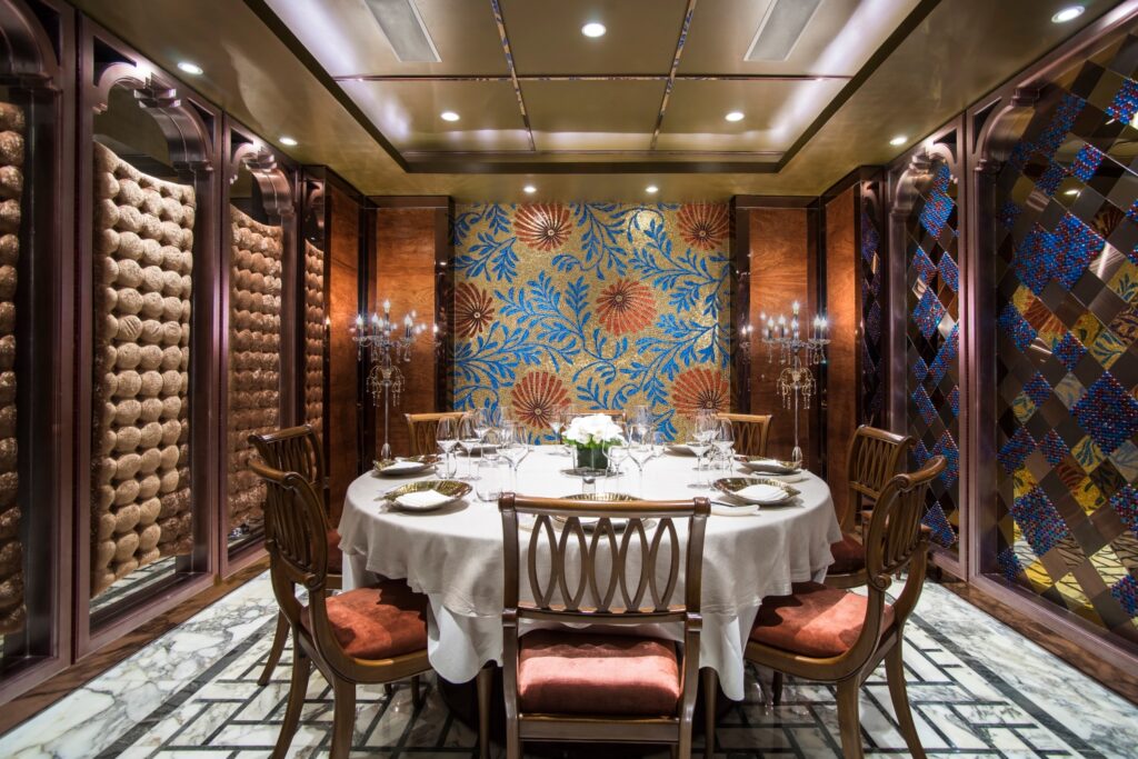 Luxury restaurant interior with custom mosaic wall by JNJMosaic