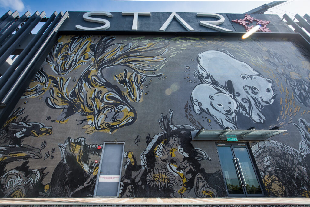 Star Residences KLCC luxury apartment towers featuring JNJ MOSAIC rooftop art walls