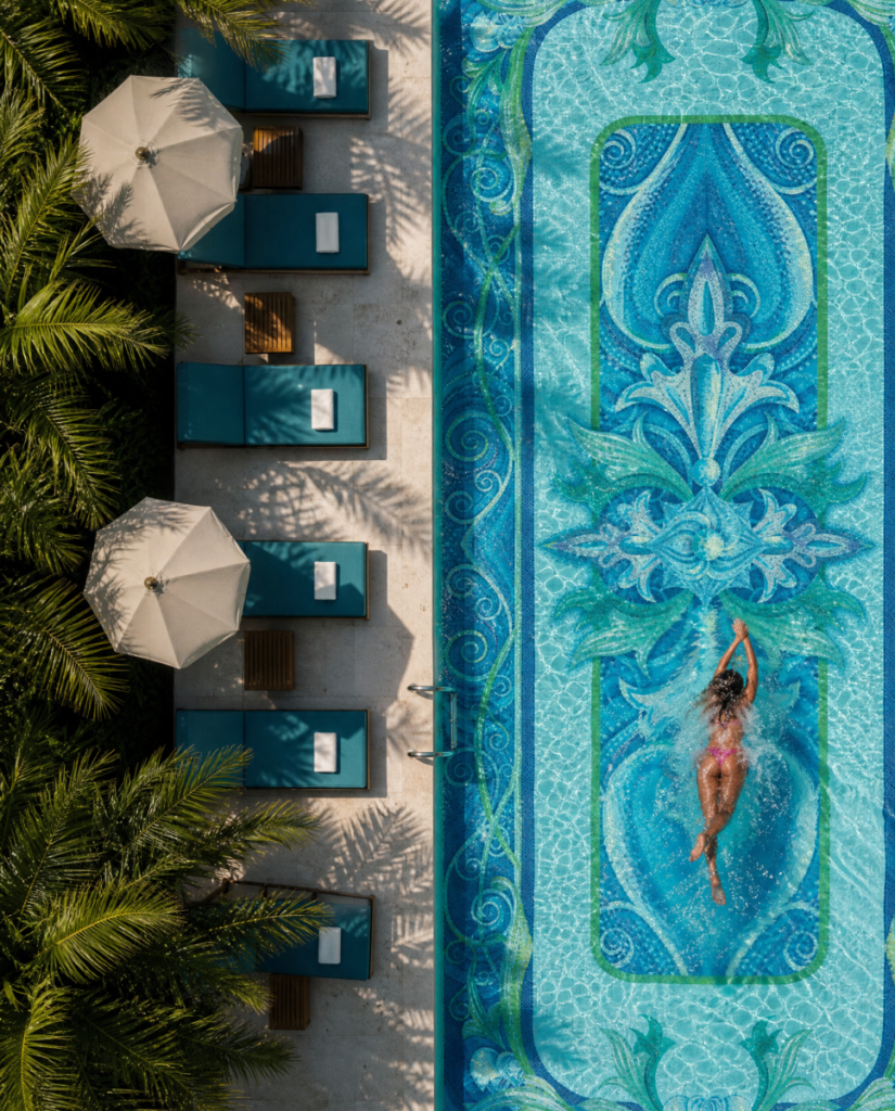 Mosaic Tiles for Swimming Pools in the Middle East 6 Exquisite mosaic patterns in the swimming pool
