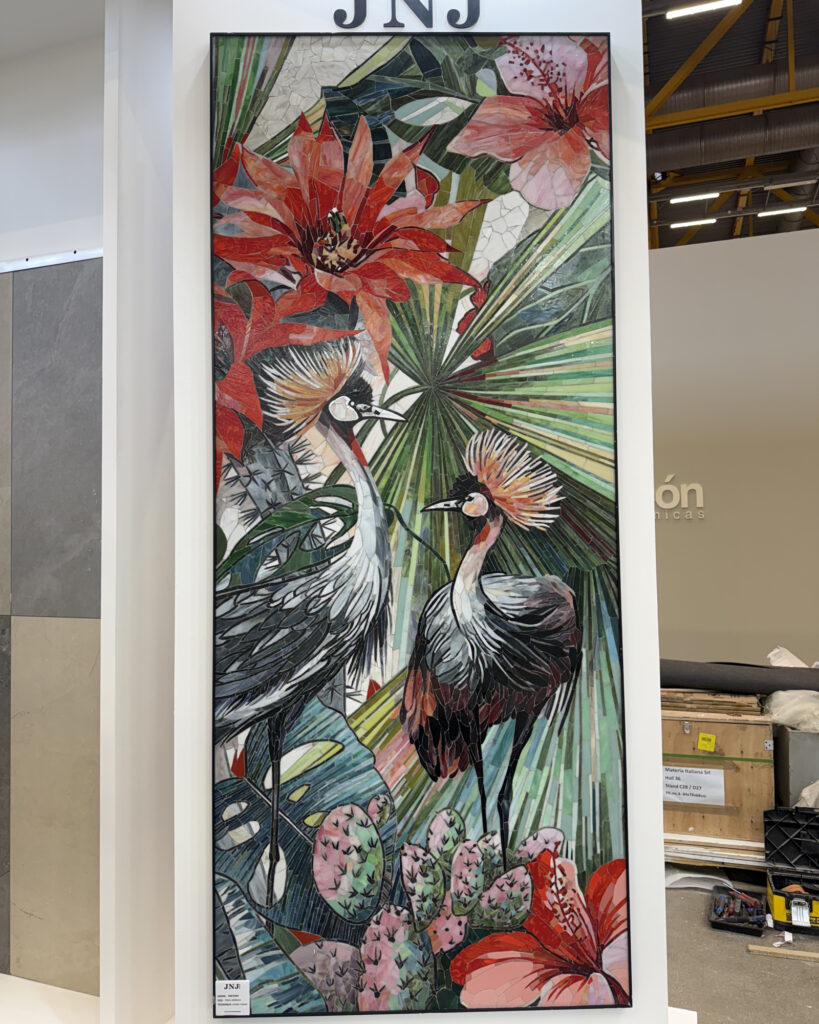 From Chinese Creation to Global Expression: JNJMosaic at CERSAIE 2026 6 jnjmosaic tropical floral crane mosaic cersaie 2025
