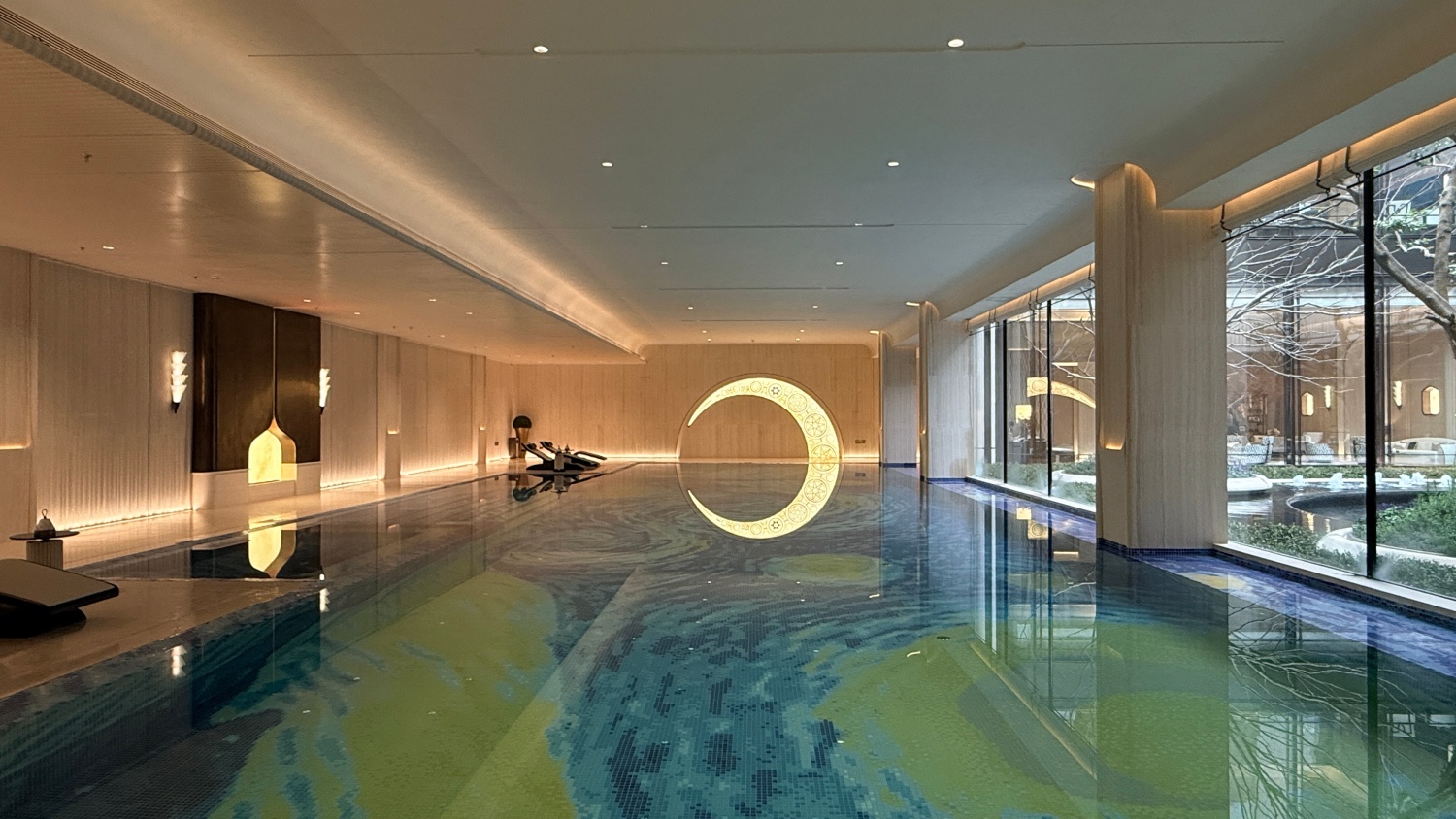 Starry Night-inspired pool mosaic at Tianyao Xu Clubhouse in Wenzhou