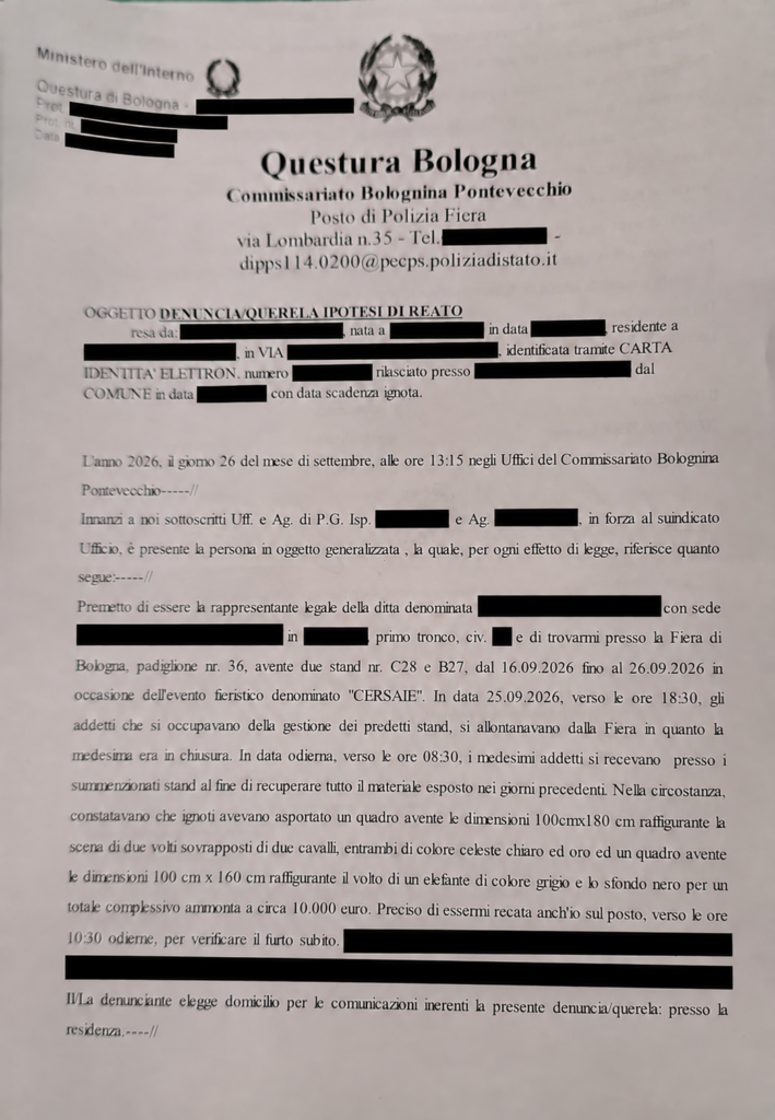 Police Report for Stolen JNJMosaic Artworks