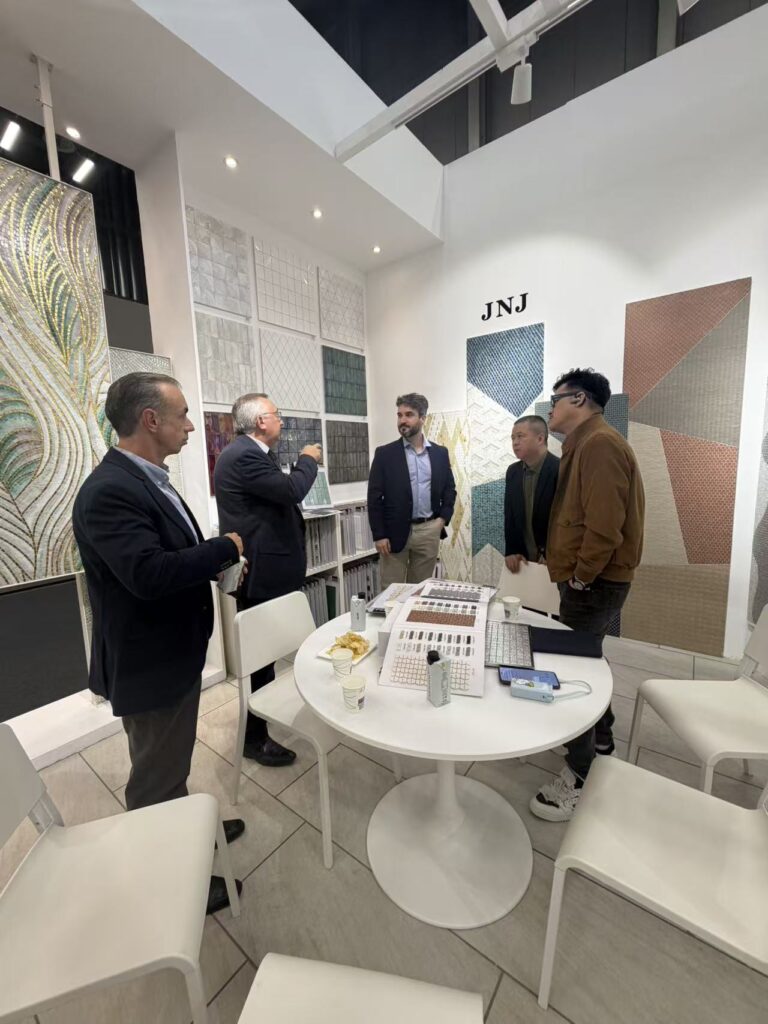 Inside the JNJMosaic Booth at Cersaie 2026: Art, Materials and Meaningful Conversations 8 mosaic-project-discussion-jnj-cersaie