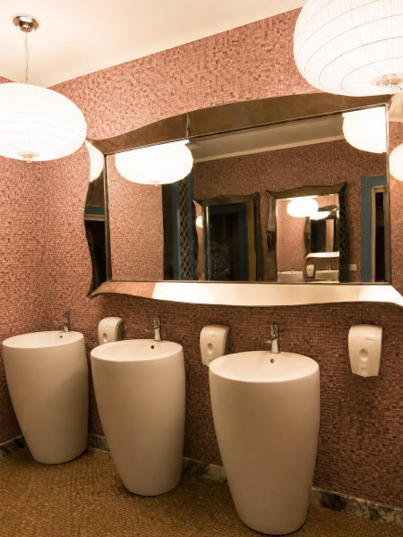 Crystal series gradient mosaic wall in the resort hotel's public restroom