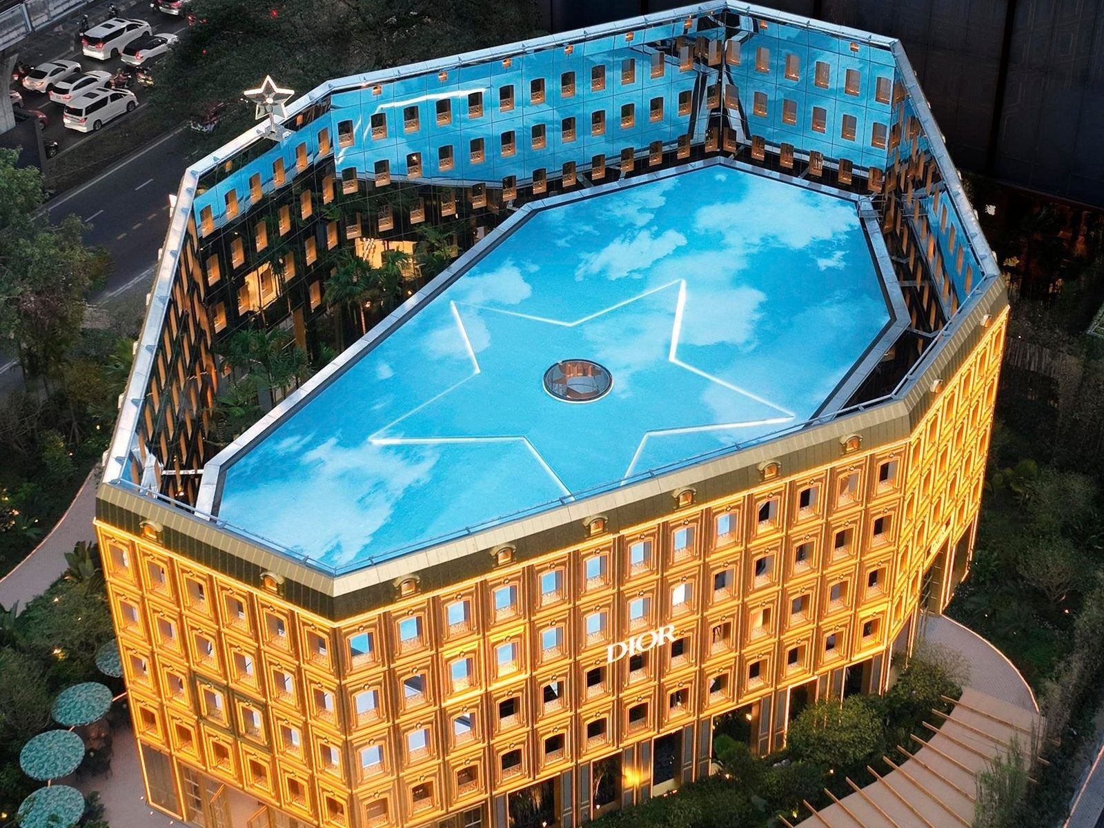 Aerial view of the Dior Golden House