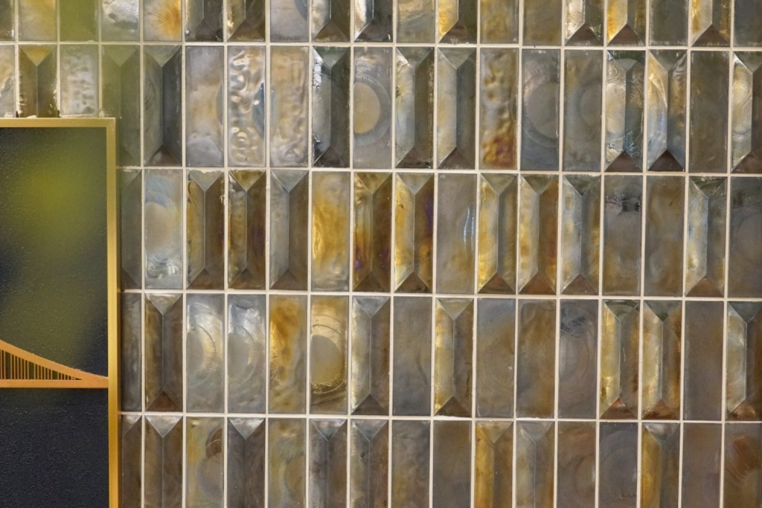 Gradient mosaic interior design with flowing color transitions