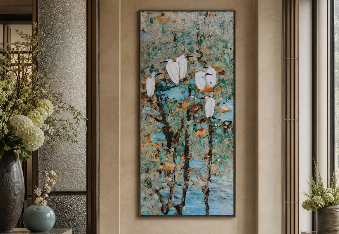 artistic handcrafted mosaic wall for luxury home interior