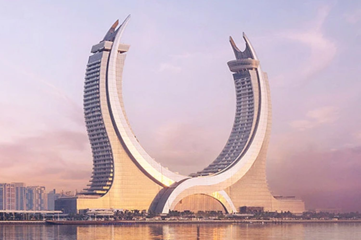 Katara Towers Fairmont Hotel Doha landmark building facade - JNJ Mosaic global hospitality project case