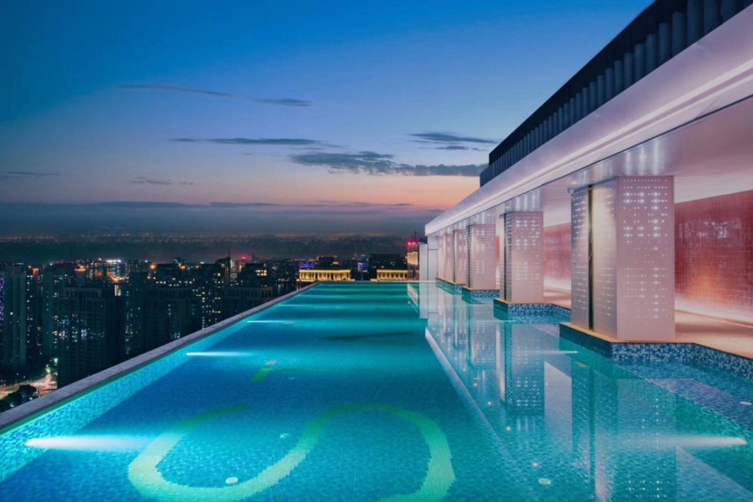 Custom infinity pool mosaic layout showing dimensions, color distribution and artwork placement