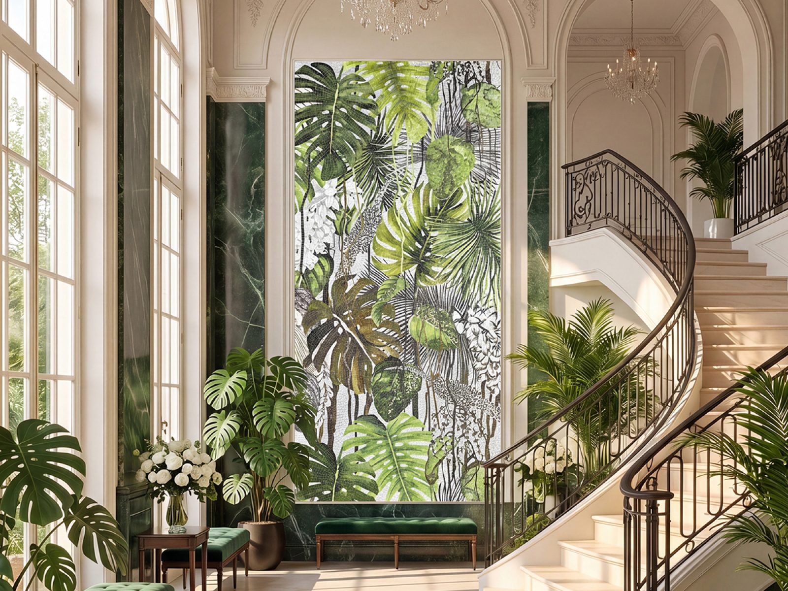 artistic mosaic feature wall for interior spaces